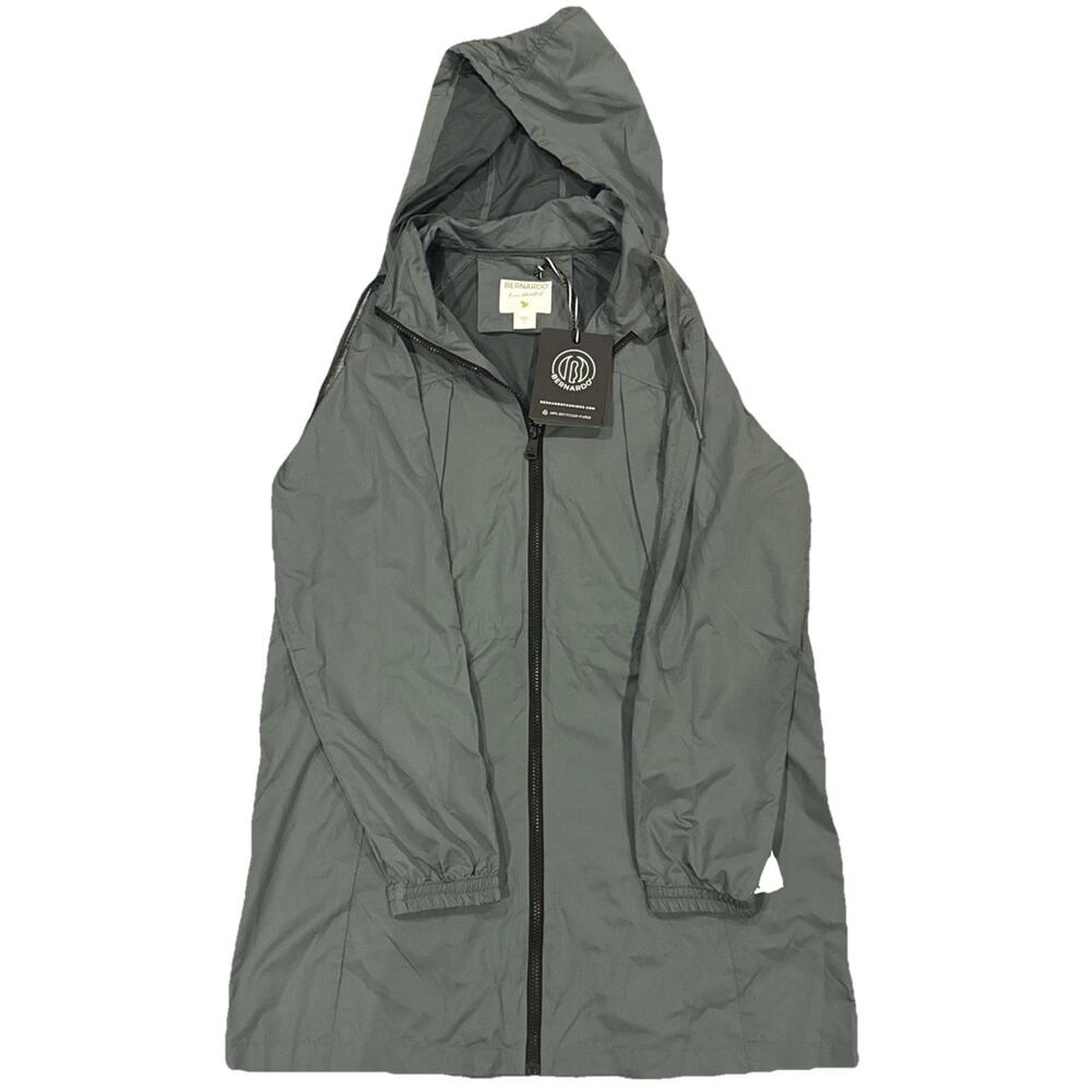 NEW Bernardo Eco-Minded Hooded Lightweight Jacket Women’s Medium Green Zip Front - Picture 2 of 9